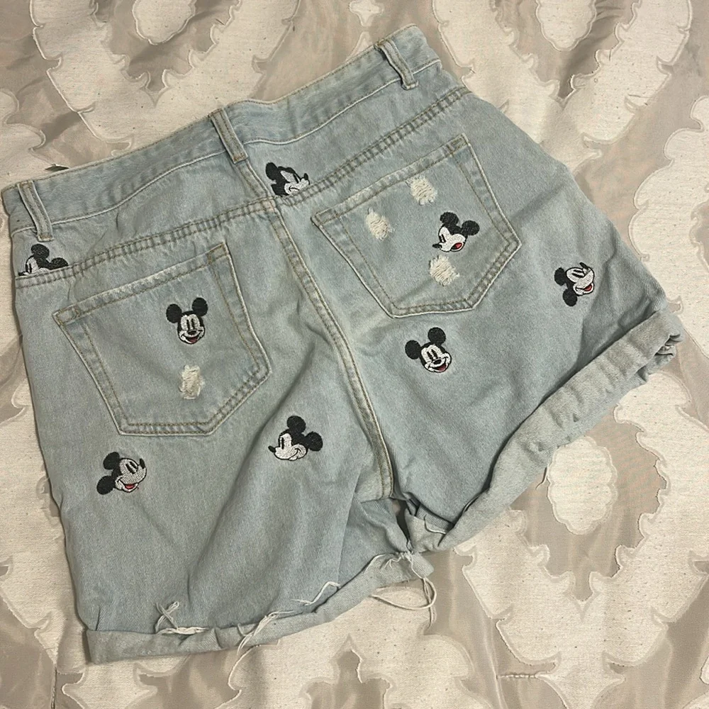 Mickey Mouse Embroidered Disney Denim Shorts - Picture 4 of 5
